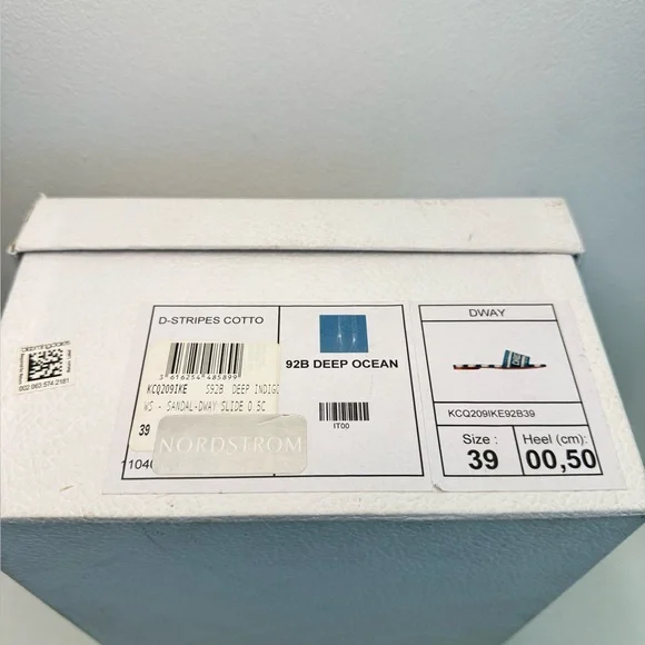 Christian Dior D-Stripes Embroidered Dway Slide Sandals Deep Ocean Sz 39 / 9 - Picture 6 of 6